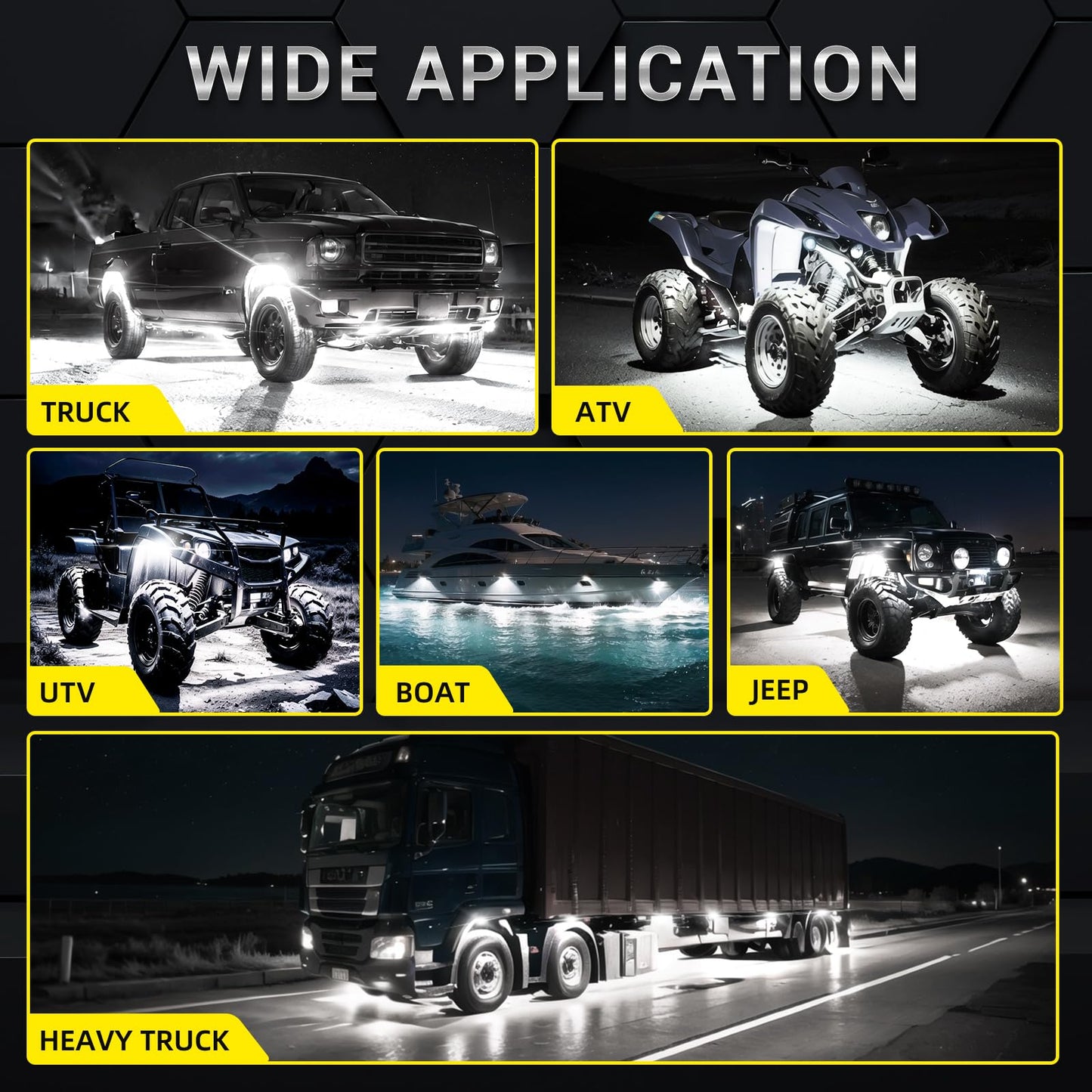 10 Pods Pure White Led Rock Lights With Power Swith Wiring Harness  6000K Super Bright Waterproof Under Trailer Lighting White Underglow Kit For Trucks Trailer Offroad Pickup Sxs Atv Utv