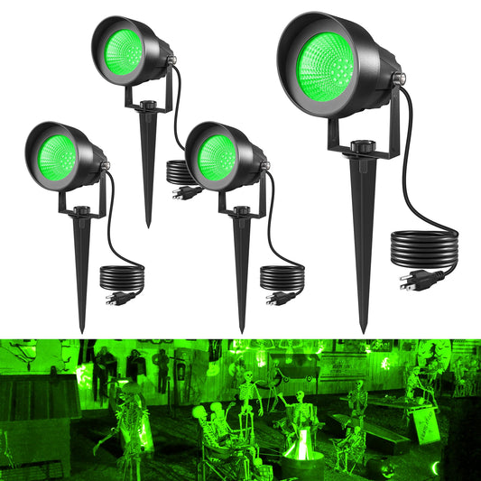 T-Sun Christmas Green Spotlight Outdoor  Waterproof Led Landscape Lighting With Us Plug  Easy Install 270?Adjustable Outdoor Spot Lights For Garden Tree Yard Decor