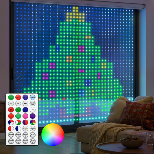 Brightown 540 Rgbic Led Smart Curtain Fairy Lights  4.9X6.6Ft Dynamic Color Changing Christmas String Lights With Remote  Ip65 Waterproof Smart Wall Window Lights For Bedroom Living Room Garage