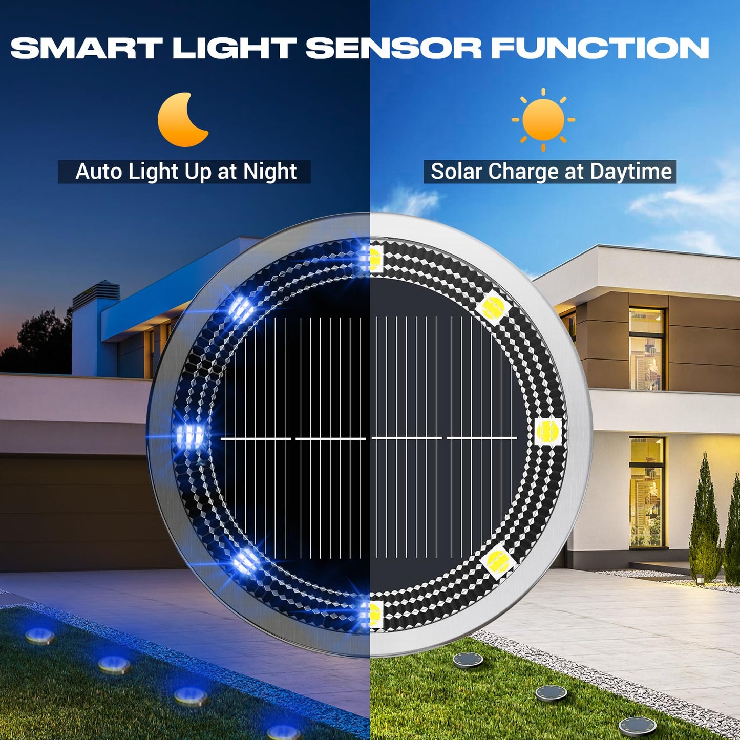 Peasur Solar Ground Lights Outdoor  12 Pack Flat Solar Powered Disc Lights  Ip68 Waterproof  Anti-Rust  Landscape Lighting For Pathway Garden Yard Lawn Walkway Landscape Driveway  Blue