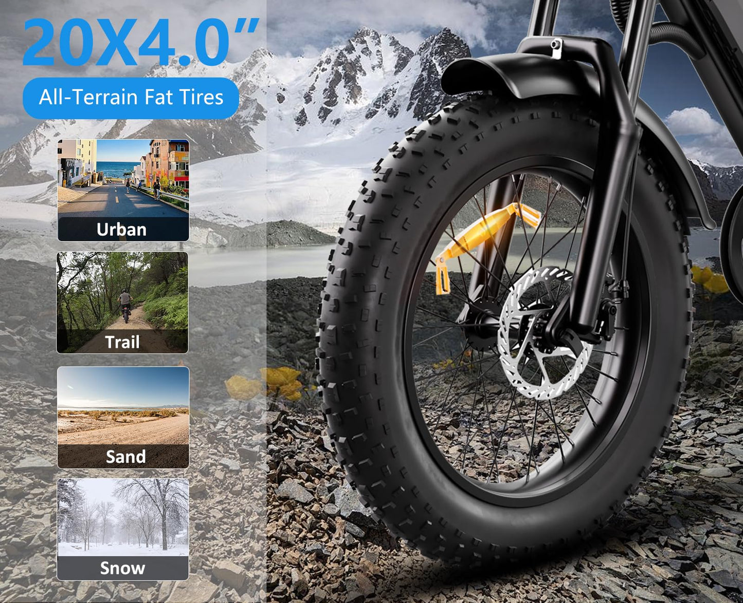 HAPPYRUN Electric Bike,1500W,48V,18Ah E Bikes for Adults Electric 60+ Mile 32MPH Top Speed Electric Motorcycle All Terrain Fat Tire Electric Dirt Bike G50 (G50 48V18Ah)