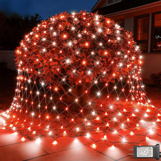 Lithome 14.8Ft X 5Ft Christmas Net Lights Outdoor  300 Led Red White Bush Lights With 8 Modes  Connectable Waterproof Net Mesh Light Dark Green Wire For Bushes Shrubs Outdoor Christmas Holiday Decor