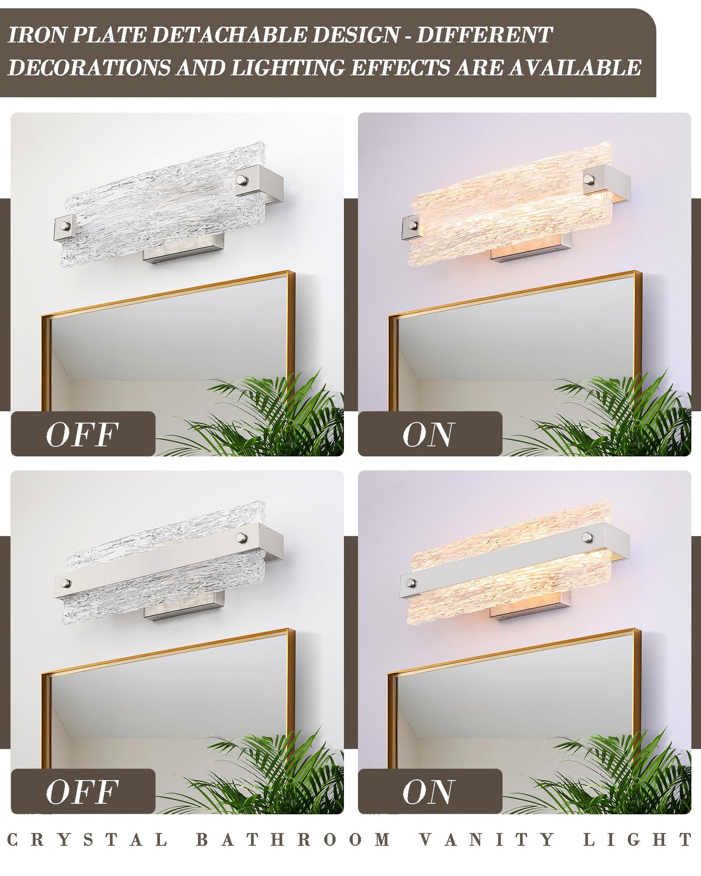 Osimir Brushed Nickel Bathroom Vanity Light  16.5 Inch 10W Dimmable Led Bathroom Light Fixture Over Mirror  Modern Crystal Bar Wall Sconce Lighting For Bath  3Cct  Os-Mm5001-2Bn
