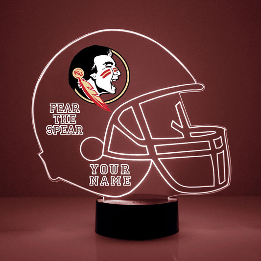 Custom Florida State University (Fsu) Seminoles Football Helmet Led Sign Night Light Lamp With Remote  Personalized Text  Officially Licensed From The Clc By Mirror Magic Gifts  Made In The Usa