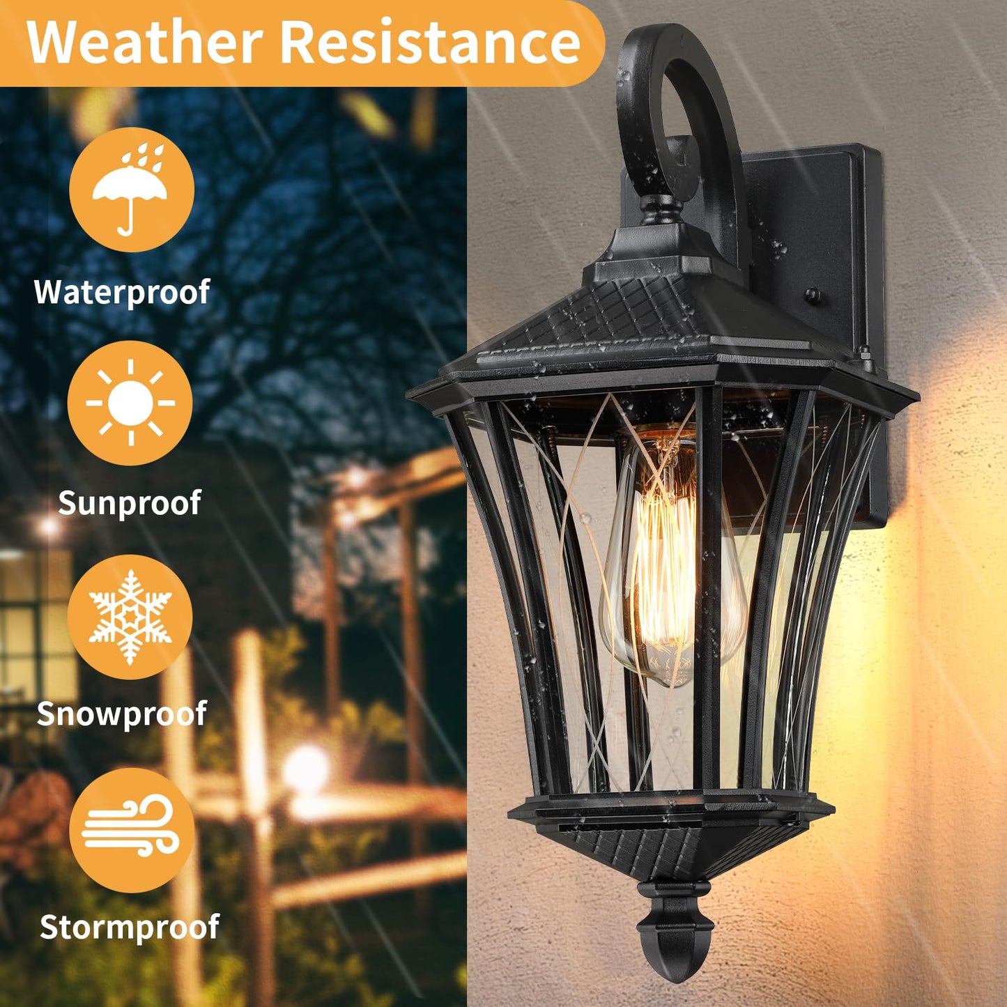 Ysn 19 Large Outdoor Wall Lights 2 Packs  Black Porch Light Fixture Exterior Sconce Light  Retro Outdoor Lighting Fixtures Wall Mount  Waterproof Outdoor Lights For House Garage Yard