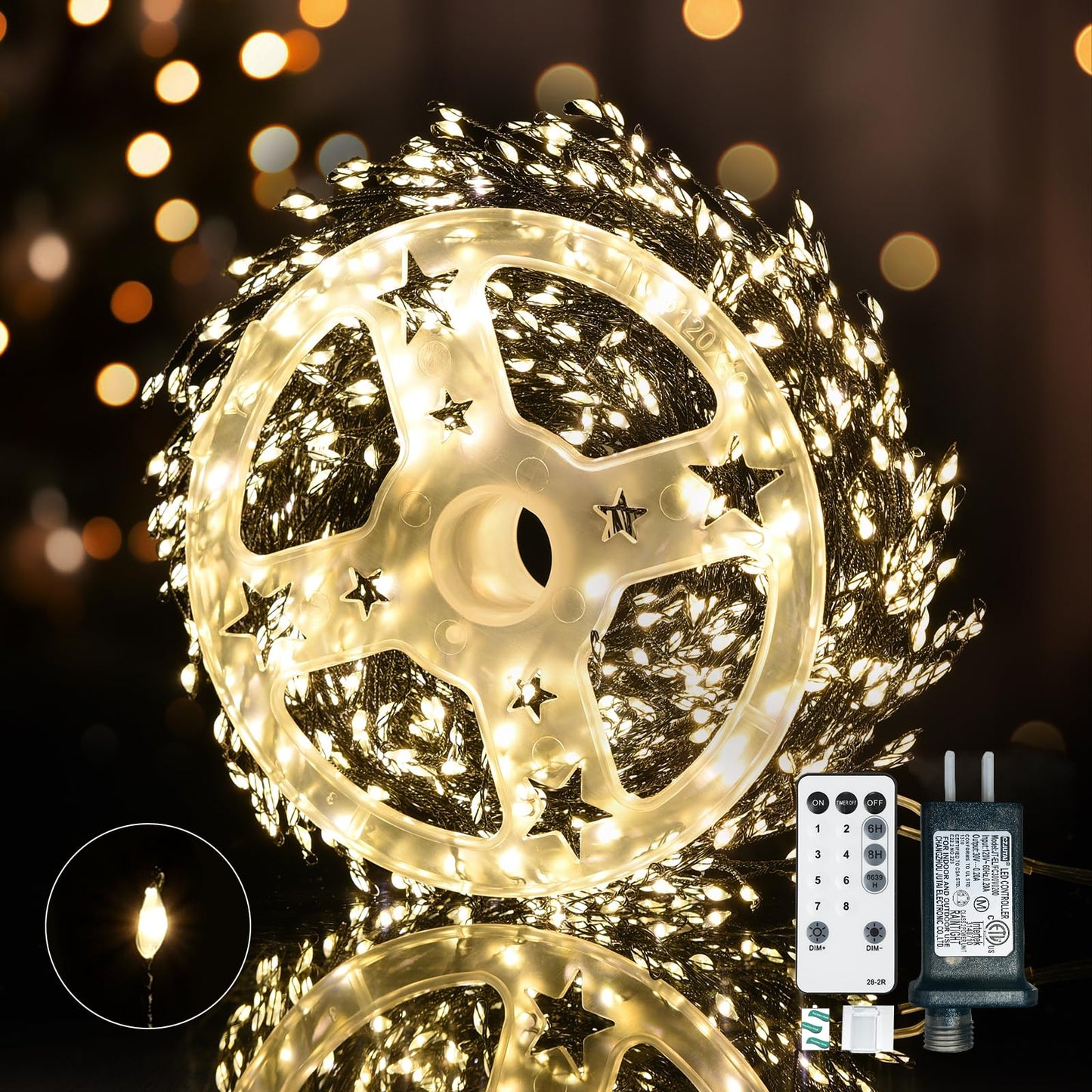 Dailyart Fairy Lights Plug In  1000 Led Twinkle String Light With Remote 75Ft Waterproof 8 Modes Warm Cluster Lights With Timer For Bedroom Wreath Window Wedding Christmas Tree Decoration Black Wire
