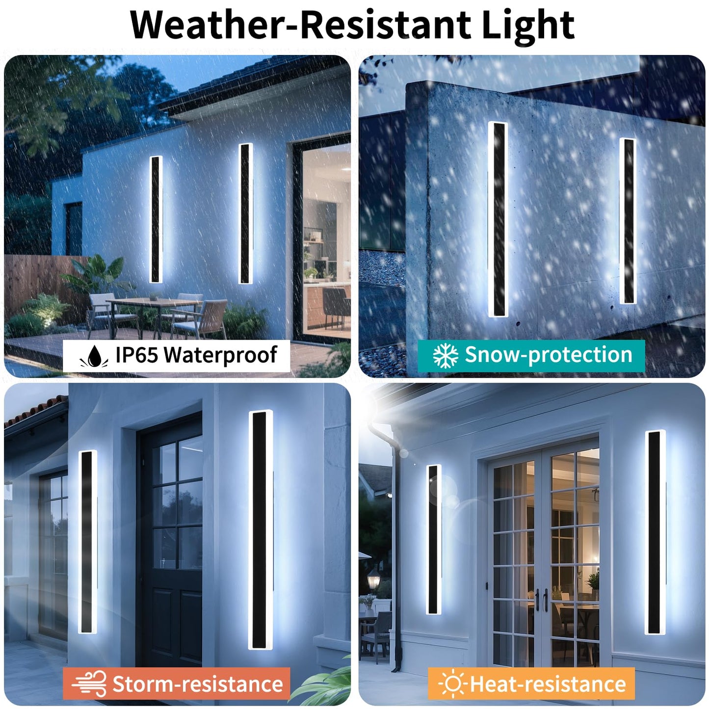 Mikeru 2Pack 57Inch Long Led Wall Light  6000K Cool White Modern Outdoor Wall Light Ip65 Waterproof Black Acrylic Porch Exterior Lighting Fixtures  Exterior Wall Mount Lights