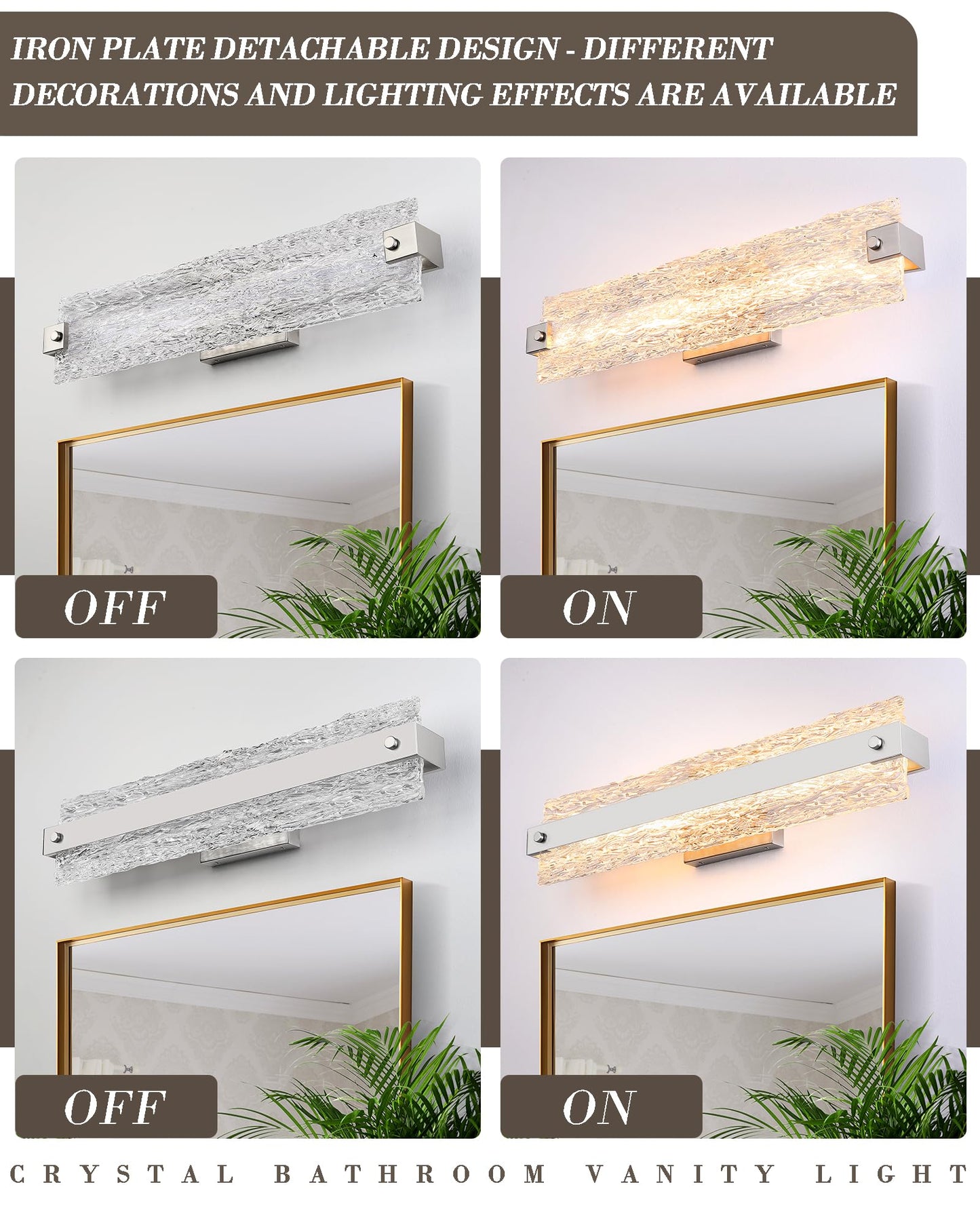 Osimir Brushed Nickel Led Bathroom Vanity Light  24.4 Inch 15W Modern Dimmable Bathroom Light Fixture Over Mirror  Crystal Bar Wall Sconce Lighting For Bath  3Cct  Os-Mm5001-3Bn