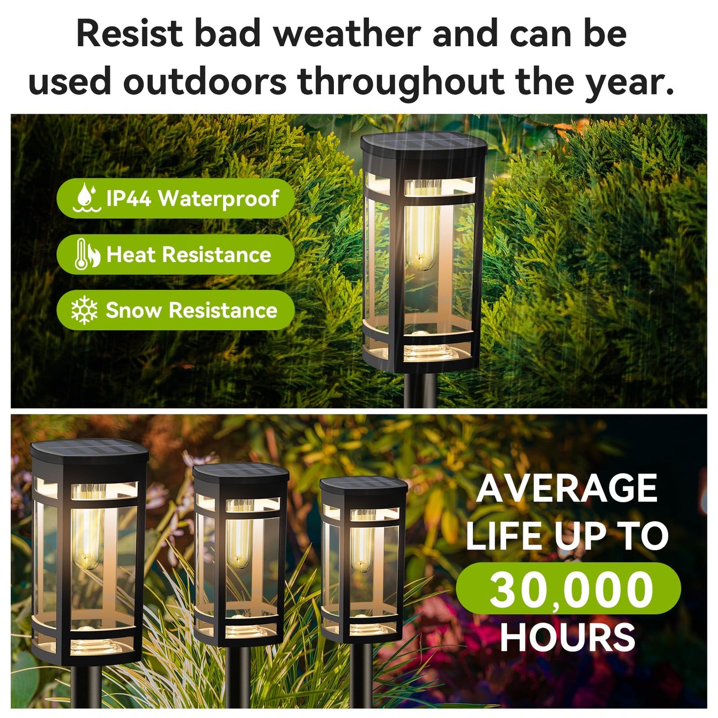 Excmark 16 Pack Solar Lights Outdoor Waterproof For Garden Pathway Walkway Driveway Yard Lawn Decorative Landscape Lighting. (Warm White Light  16)