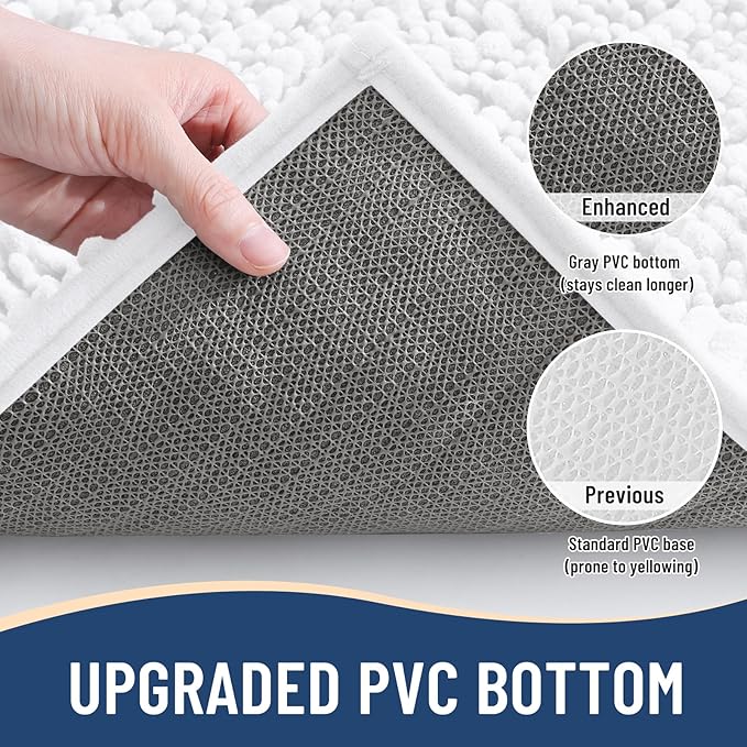 Arotive Luxury Round Chenille Bathroom Rug Mat, Extra Soft Thick Absorbent Shaggy Bath Rugs, Non-Slip Machine Wash Dry Plush Bath Mats for Bathroom, Shower and Tub, 24x24, White