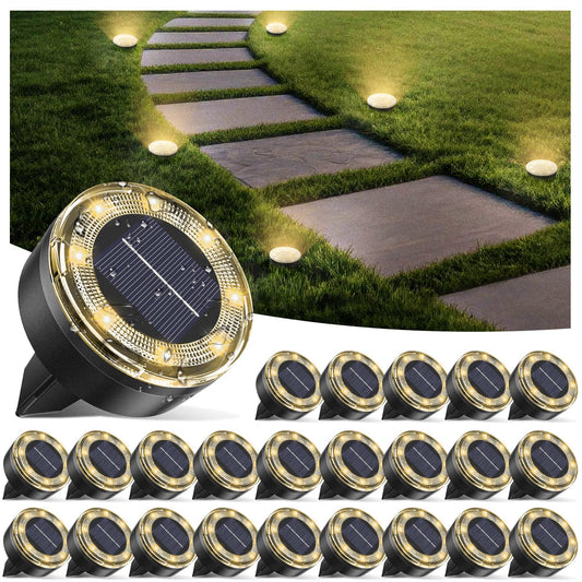 Vighep Mini Solar Ground Lights  24 Pack Solar Lights Outdoor Waterproof  Upgraded Led Flat Landscape Lighting For Outside Pathway Garden Patio Yard Driveway Warm White
