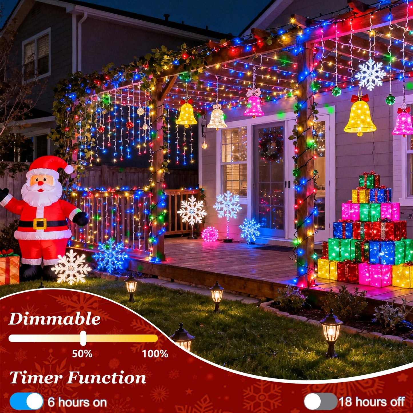 750 Led 240Ft Christmas String Lights Outdoor With 12 Lighting Modes  Green Wire Christmas Lights With Timer & Dimmable  Waterproof Plug In Fairy Lights For Room Party Home Patio Xmas  Multicolor