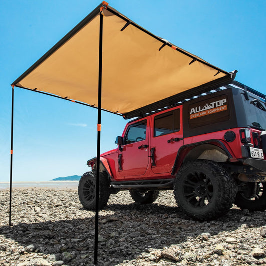 ALL-TOP Vehicle Awning 6.6'x10' Roof Rack Pull-Out Sun Shade UV50+, Weatherproof 4x4 Side Awning for Camping & Overland (Hardware Included)