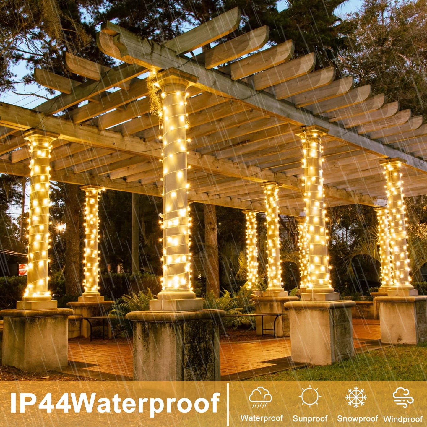 197Ft 600 Led Christmas Lights Outdoor  Warm White Christmas Lights Indoor 8 Modes Clear Wire  Plug In Twinkle Fairy String Light For Outside Bedroom Wedding Xmas Tree Party Decorations