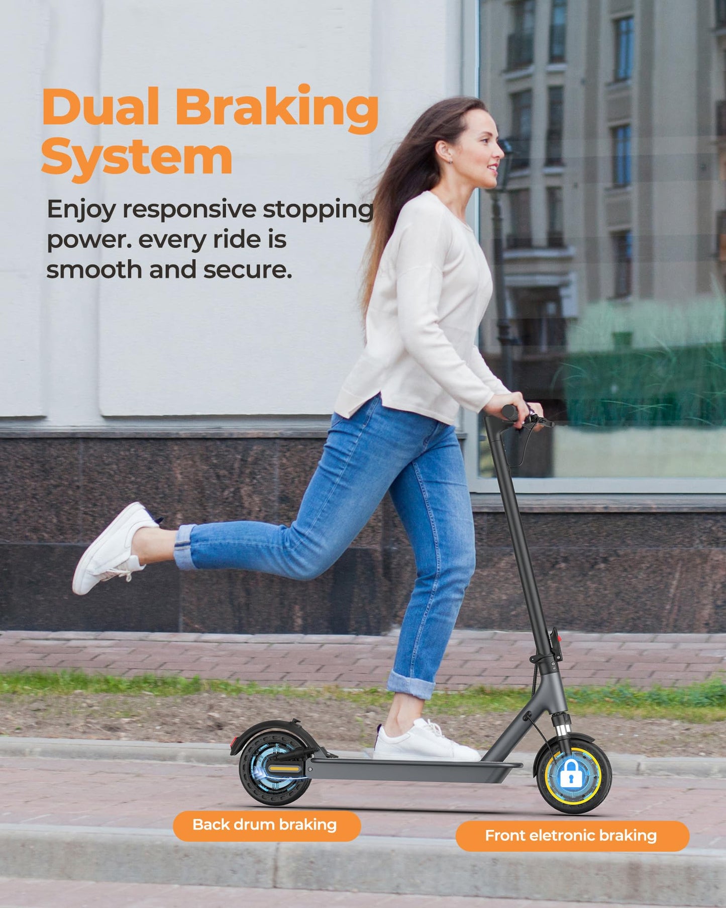 NAVIC Electric Scooter Adults, 8.5" Solid Tires, 19/Mph, 350W Motor, 19 Miles Range, Folding E-Scooter with Dual Braking Dual Suspension, Escooter for Adults with App