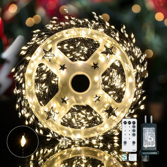 Dailyart Fairy Lights Plug In  1000 Led Twinkle String Light With Remote 75Ft Waterproof 8 Modes Warm Cluster Lights With Timer For Bedroom Wreath Window Wedding Christmas Tree Decoration Black Wire