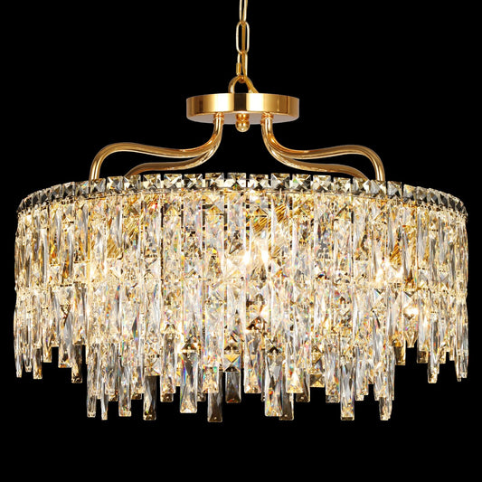 Nisidun Gold Crystal Chandeliers For Dining Room Light Fixture  24 Modern Round Chandeliers 8 Lights stylish Ceiling Pendant Ceiling Lighting For Dining Room Bedroom Entryway Foyer Staircase