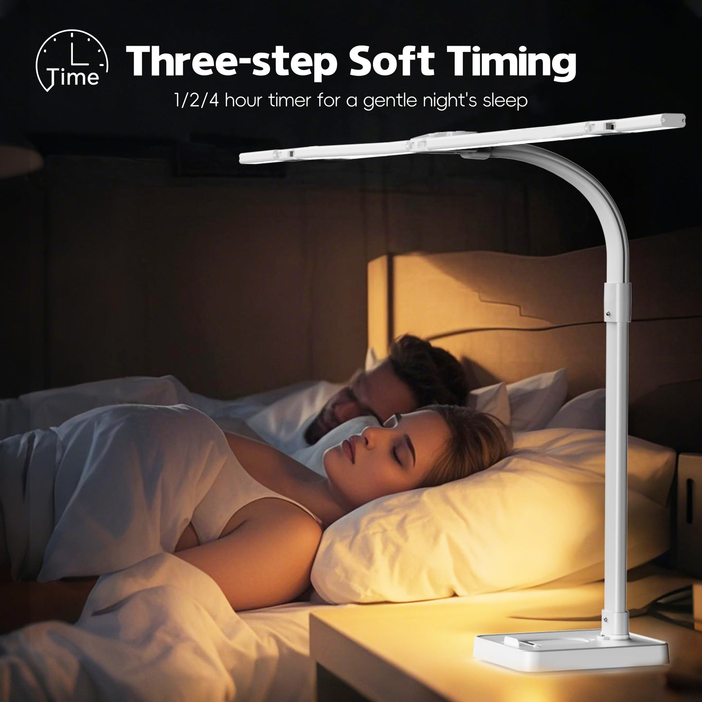 Sandiea Led Desk Lamp For Home Office - 24W Bright Double Head Desk Light With Clamp Eye Caring Architect Task Light 25 Lighting Modes Adjustable Flexible Gooseneck Lamp (All White)