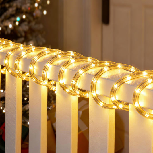 Joiedomi 40Ft Led Candy Cane Rope Lights  Waterproof Outdoor 360 Led Christmas Decor Lights For Garden Yard Party Xmas Christmas Holiday Decorations (Warm White)
