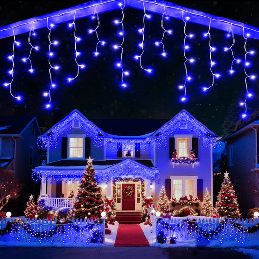 Jdgjyds 98 Ft String Lights For Outside  1216 Led Christmas Lights Outdoor Plug In  Christmas String Lights With 8 Modes & Timer For Holiday  Party  Wedding  House  Patio  Outdoor Decor(Blue)