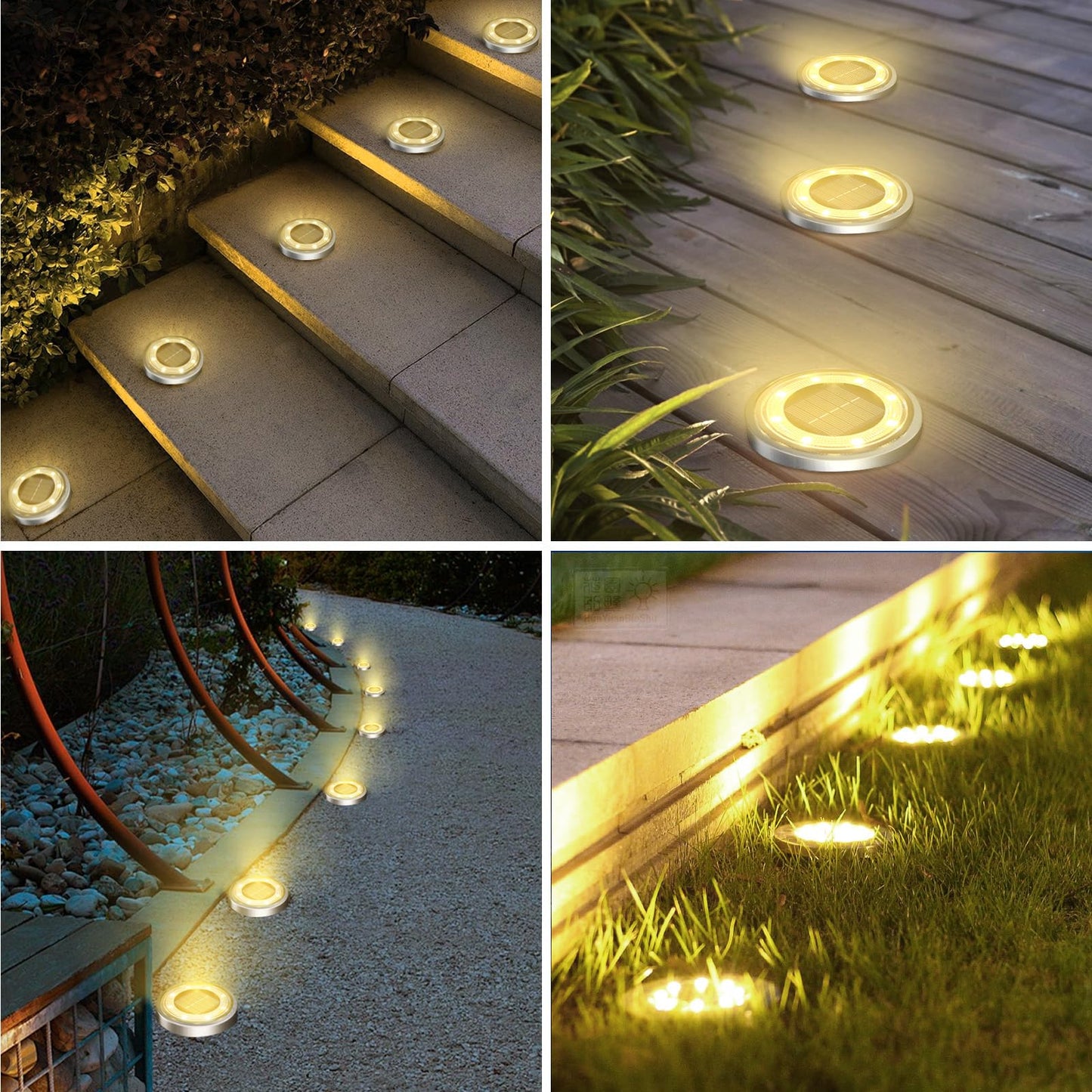 Vighep Solar Ground Lights 24 Pack Flat Solar Light Outdoor Waterproof  Bright Led Solar Disc Lights  3000K Warm White Landscape Lighting For Outside Yard Garden Pathway Driveway Lawn