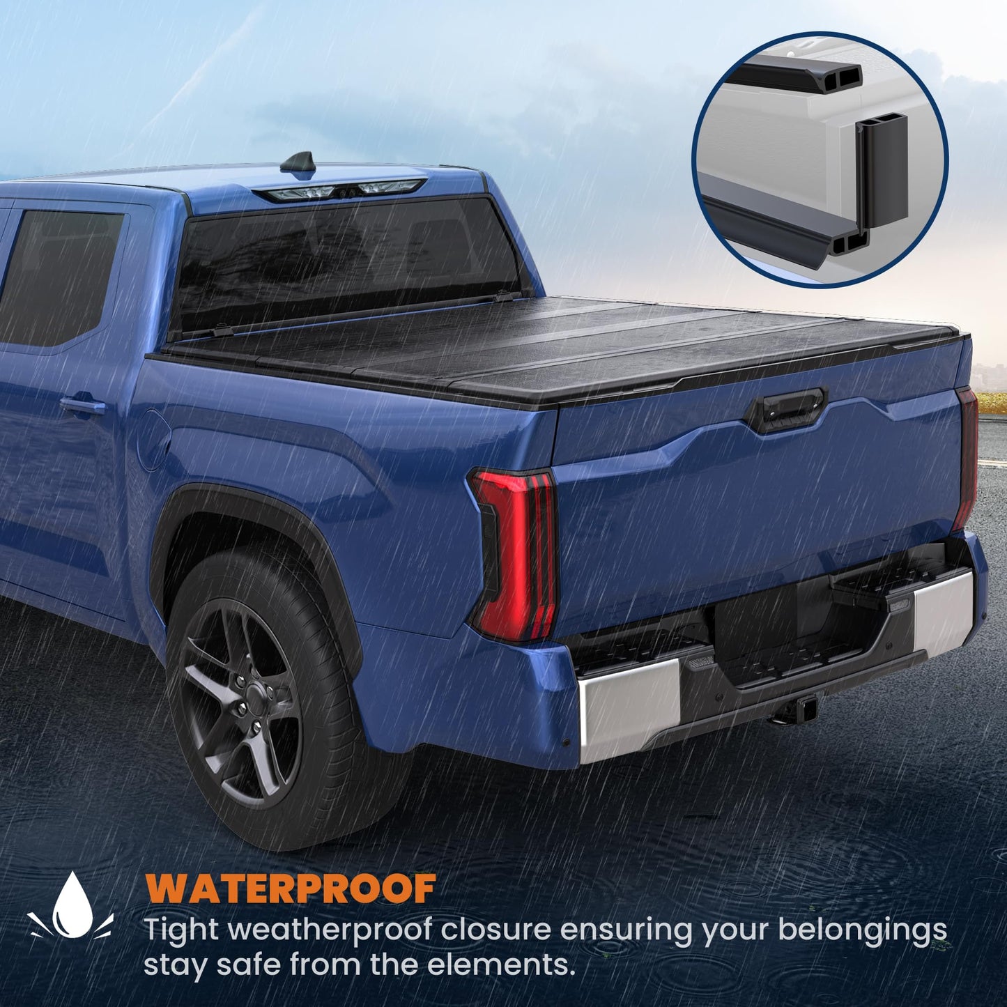 KUIPERAUTO Fiberglass 6.1FT Quad Hard Tonneau Cover Truck Bed Cover Compatible for 2024-2025 Toyota Tacoma (Excludes Trail Special Edition Storage Boxes)