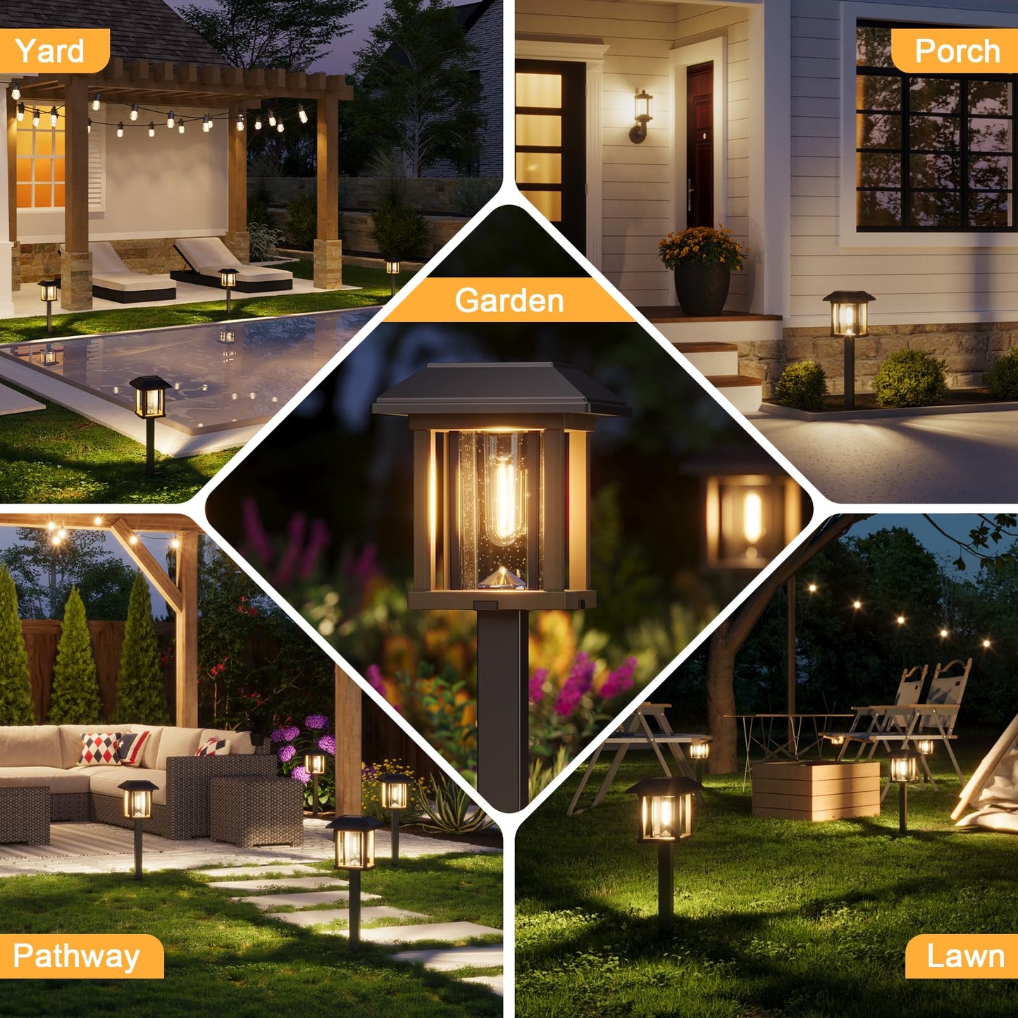Xmcosy+ Solar Pathway Lights Outdoor Waterproof Ip65 - Dual-Tone 25 Lm Led Solar Garden Lights For Yard  Glass Outdoor Lighting For Garden Patio Yard Landscape Walkway Driveway Lawn Decor (Warm White)