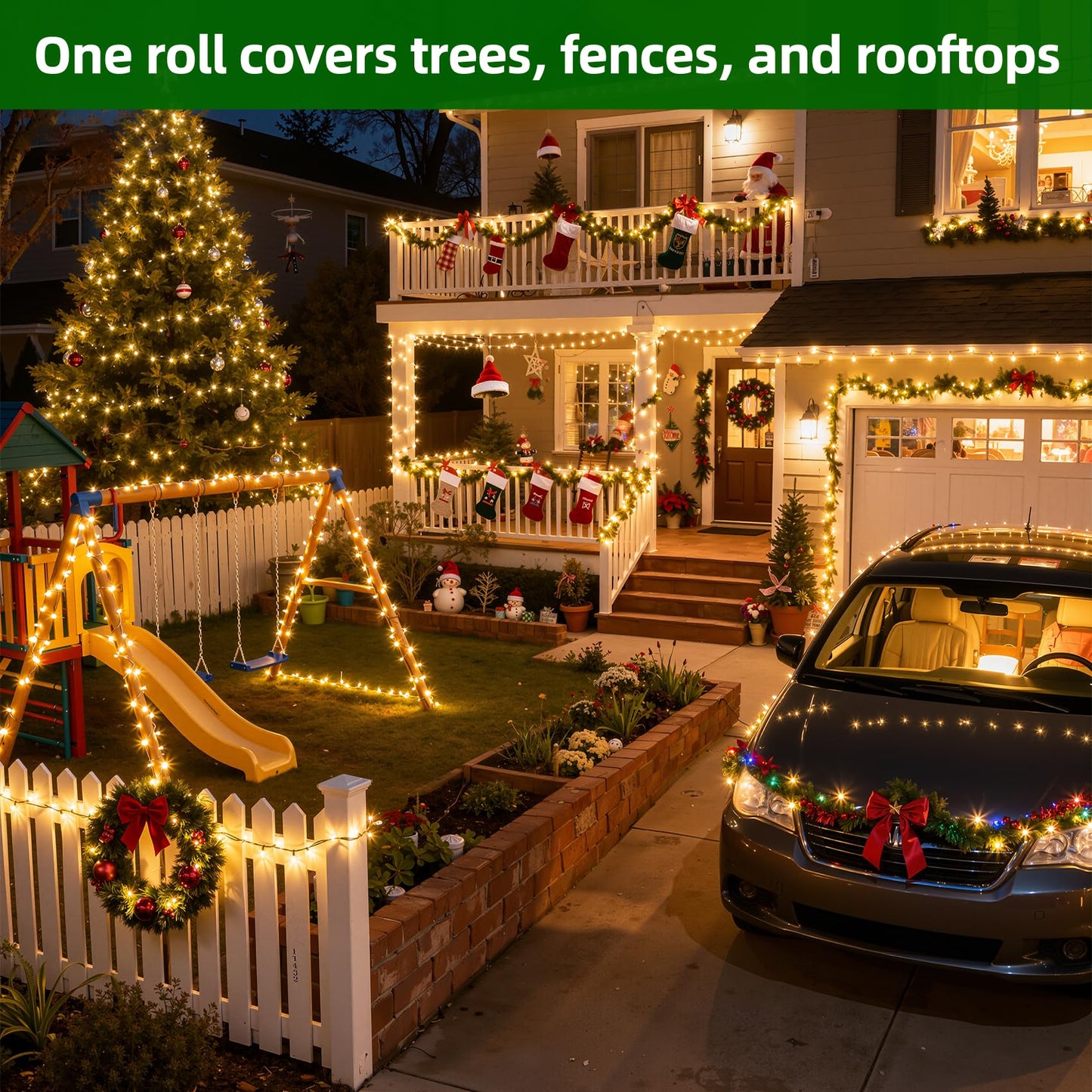 1500 Led Chrstmas Lights  470Ft Outdoor Christmas String Lights With 12 Modes  Warm White Led String Lights With Timer Dimmable Waterproof For Tree Fence Garden Xmas Patio Wedding Party Decorations