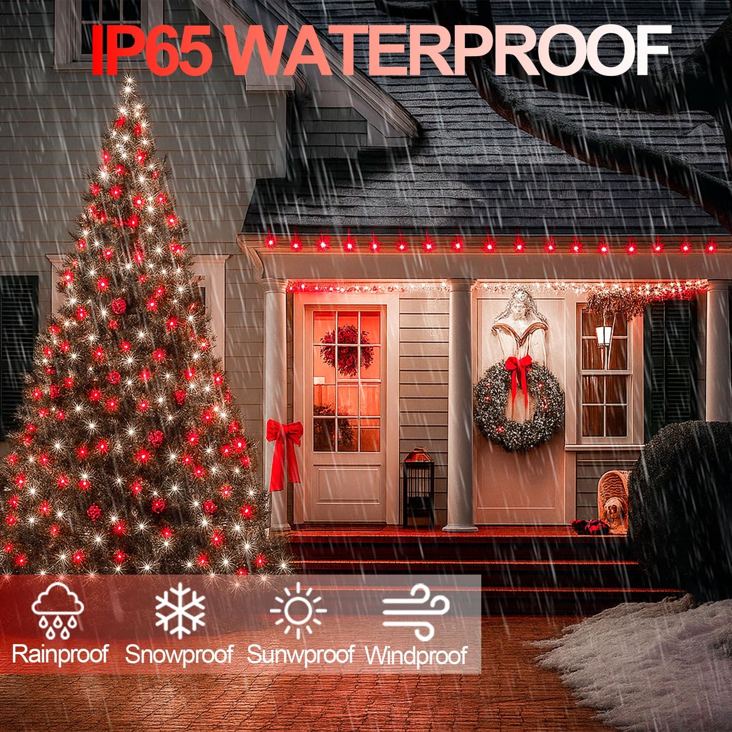 4 Pack 180Ft Solar Christmas Lights Outdoor Waterproof  Super Bright 320 Led Solar String Lights With 8 Lighting Modes  Green Wire Twinkle Tree Light For Outside Xmas Party Decorations (Red And White)
