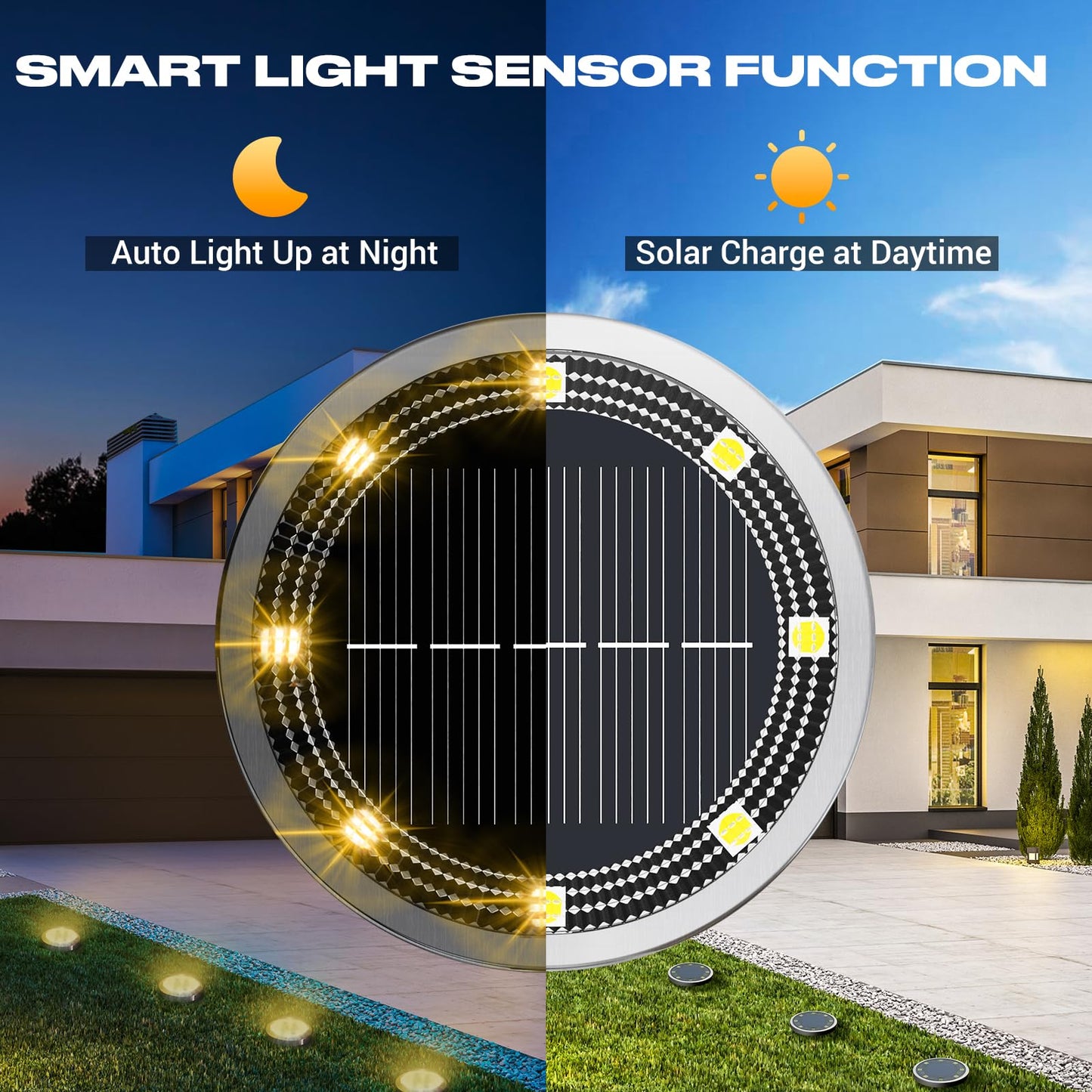 Peasur Solar Ground Lights Outdoor  24 Pack Flat Solar Powered Disc Lights  Ip68 Waterproof  Anti-Rust  Landscape Lighting For Pathway Garden Yard Lawn Walkway Landscape Driveway  Warm White