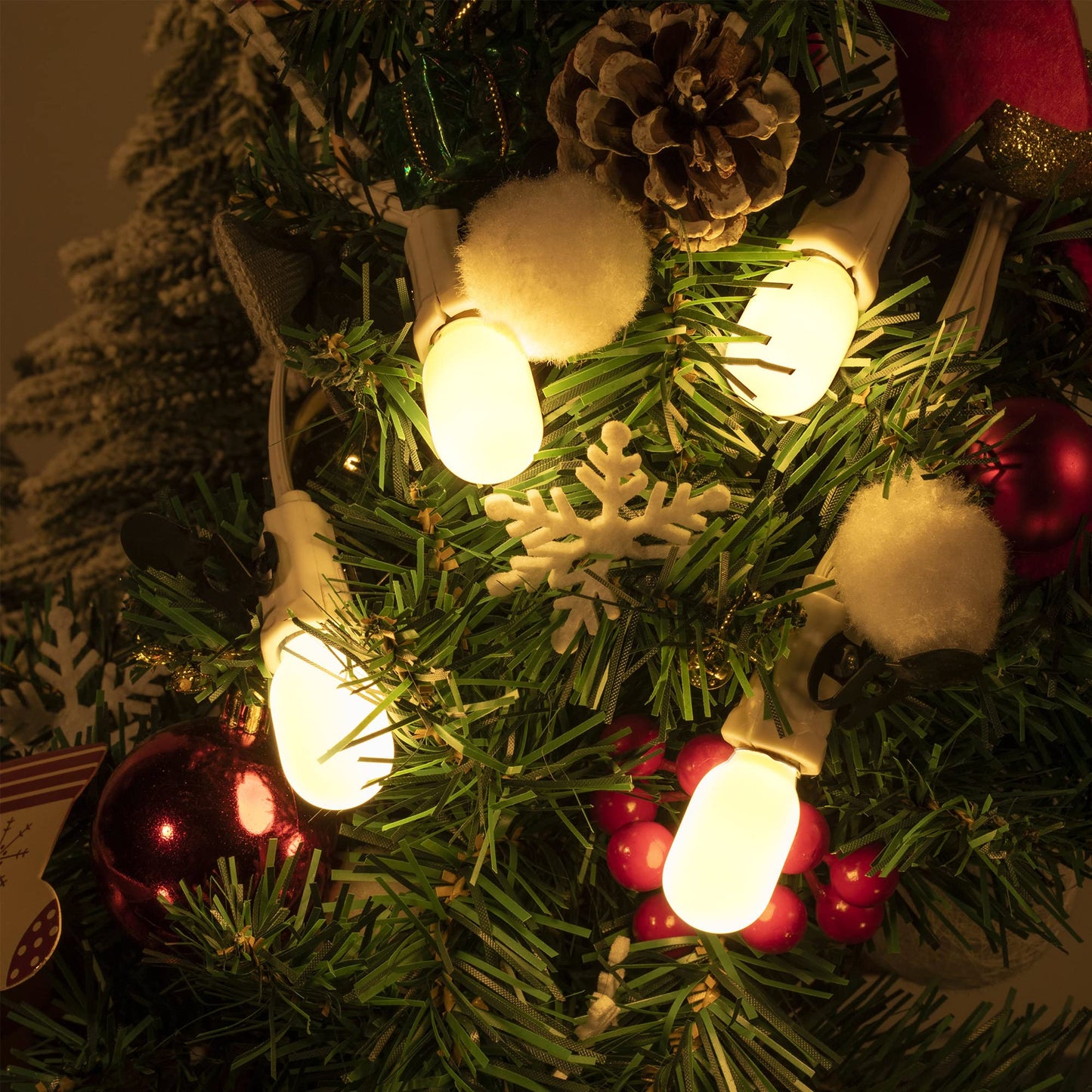 Meonum Christmas Village Replacement Light Bulbs  E12 Candelabra Base T20 Led Bulbs  0.7W 120V Replacement Light Accessories For Villages Houses  Christmas Tree  Halloween Pumpkin(90 Pieces)
