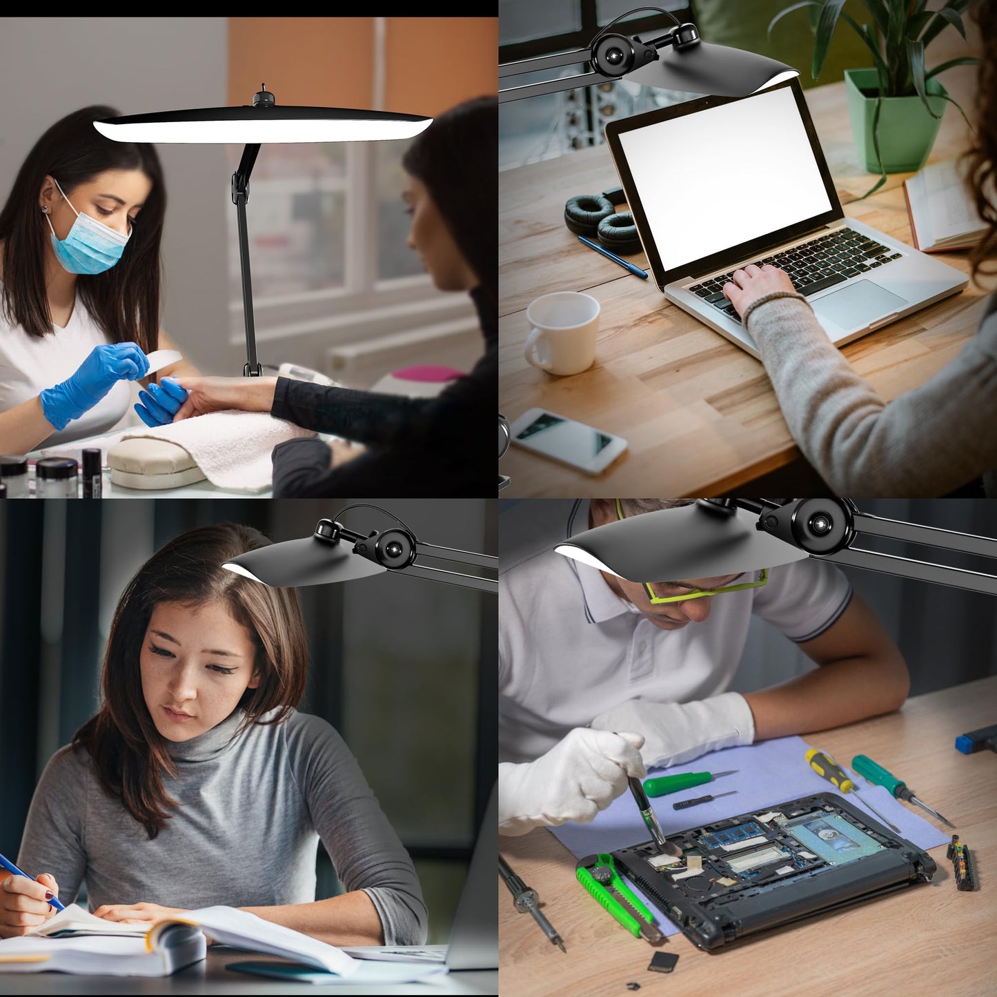 Gelpal 3000 Lumens Adjustable Led Desk Lamp & Task Lamp - Bright  Dimmable Lighting For Office  Crafts  Nails &Salon Hobbies With Clamp (Cct  Black)