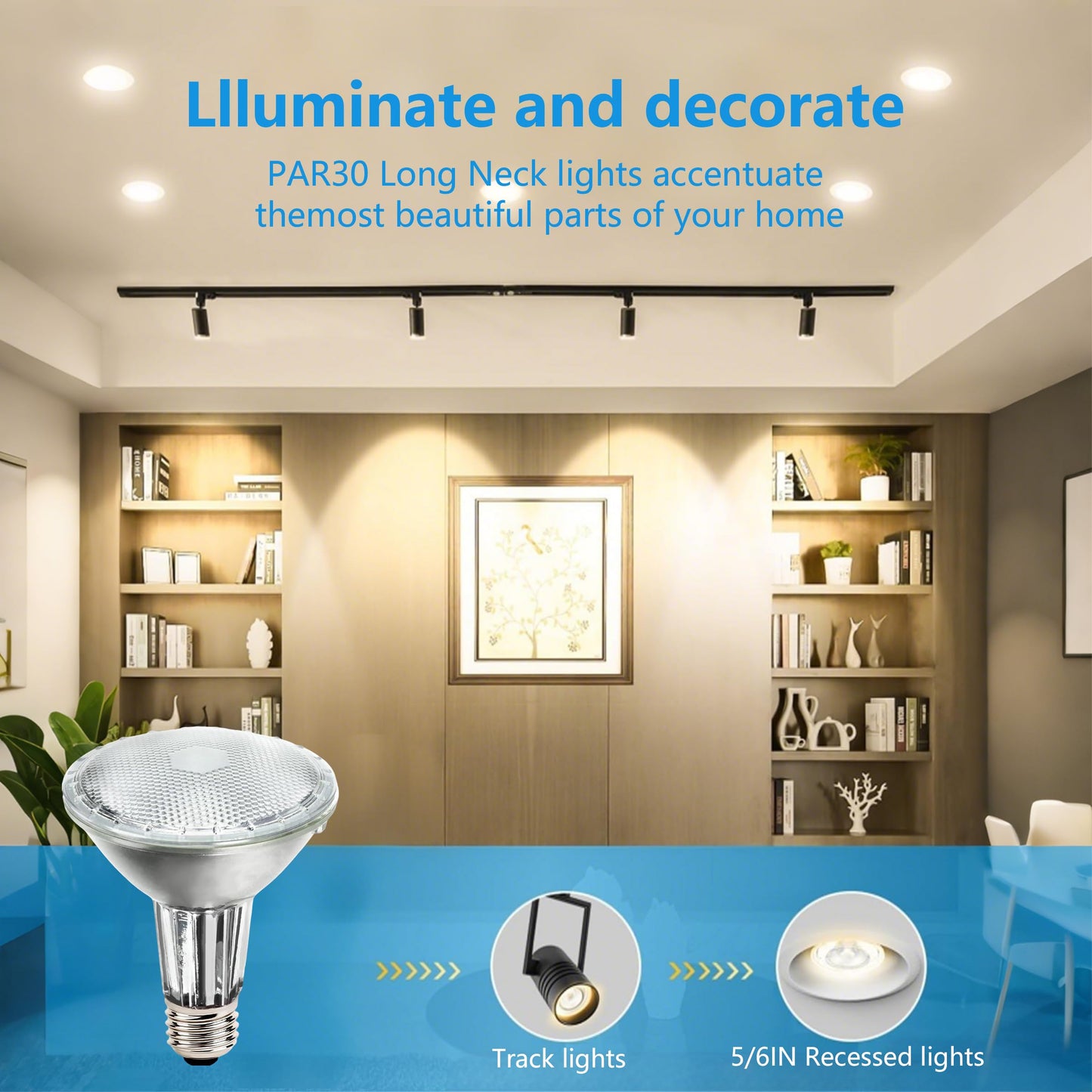 Misdood Par30 Long Neck Halogen Flood Light Bulbs  120V 60W  Dimmable High Output  E26 Medium Base  2700K Warm Lighting  3000 Hours For Recessed Light Bulb  6 Pack