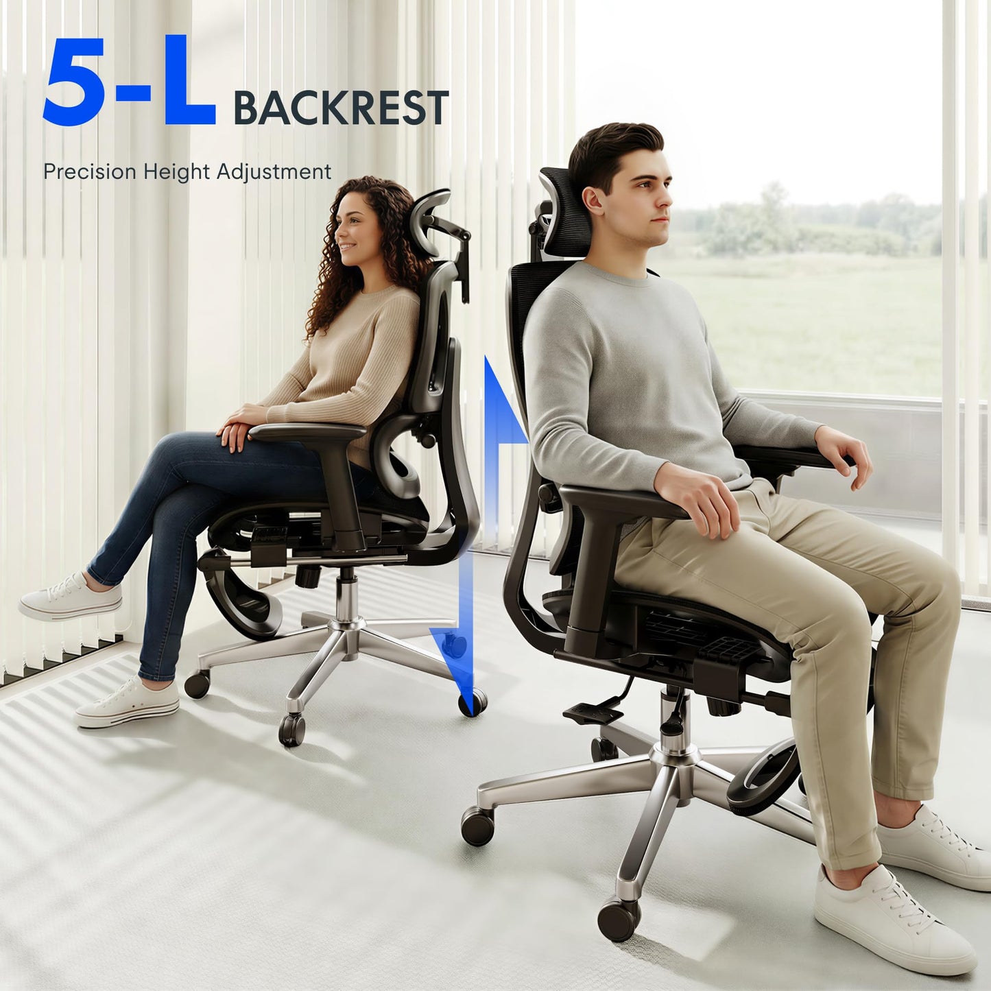 FLEXISPOT ErgoX Premium Ergonomic Office Chair with Footrest- Adjustable 3D Armrests, Dynamic Lumbar Support, Recline & Tilt Function, Mesh Seat, for Home & Office Use,Blue