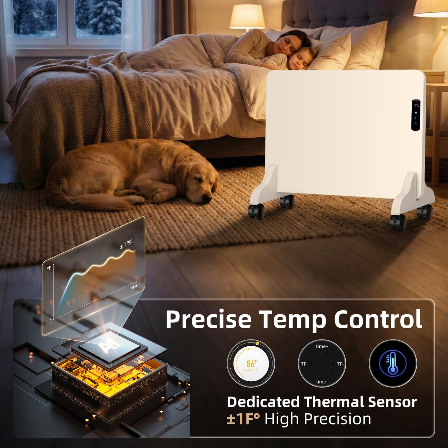 Wall Convection Space Heater Panel, Smart WiFi Wall Mounted Electric Heater for Indoor Use, 400W Energy Efficient Heaters with Remote & APP Control, Quiet Heaters for Bedroom, Office