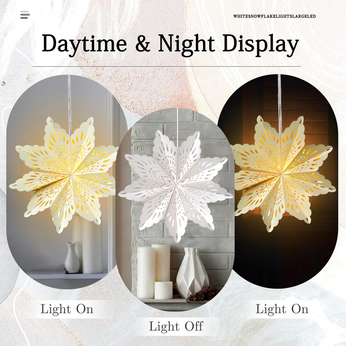 10 Pcs Christmas Paper Snowflake Lanterns  Large Christmas Paper Star Lanterns With Led Lights White Hanging Snowflake Lamp Ornaments For Xmas Winter Frozen Weddings Birthday Holiday Party Decorations