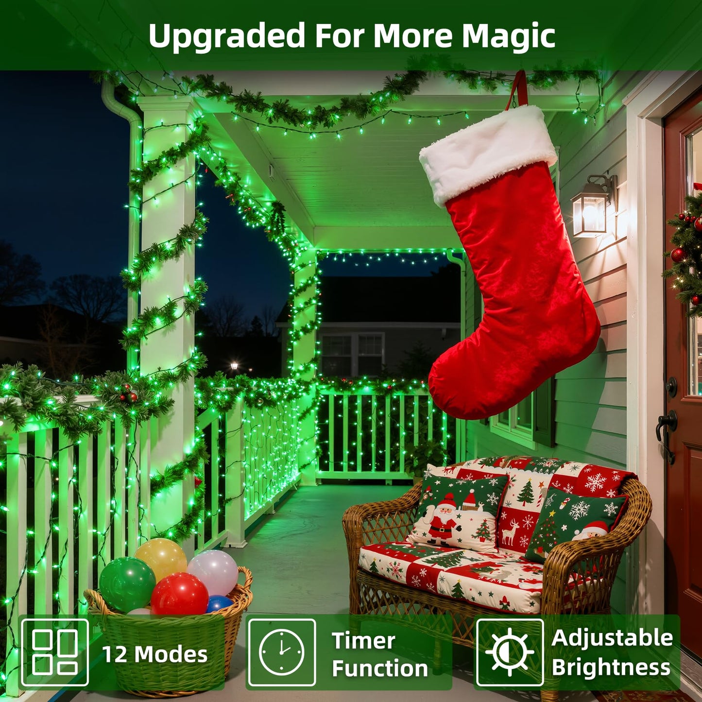 Quhuatu 1500 Led Chrstmas Lights  470Ft Outdoor Christmas String Lights With 12 Modes  Green Led String Lights With Timer Dimmable Waterproof For Tree Fence Garden Xmas Wedding Party Decor Green
