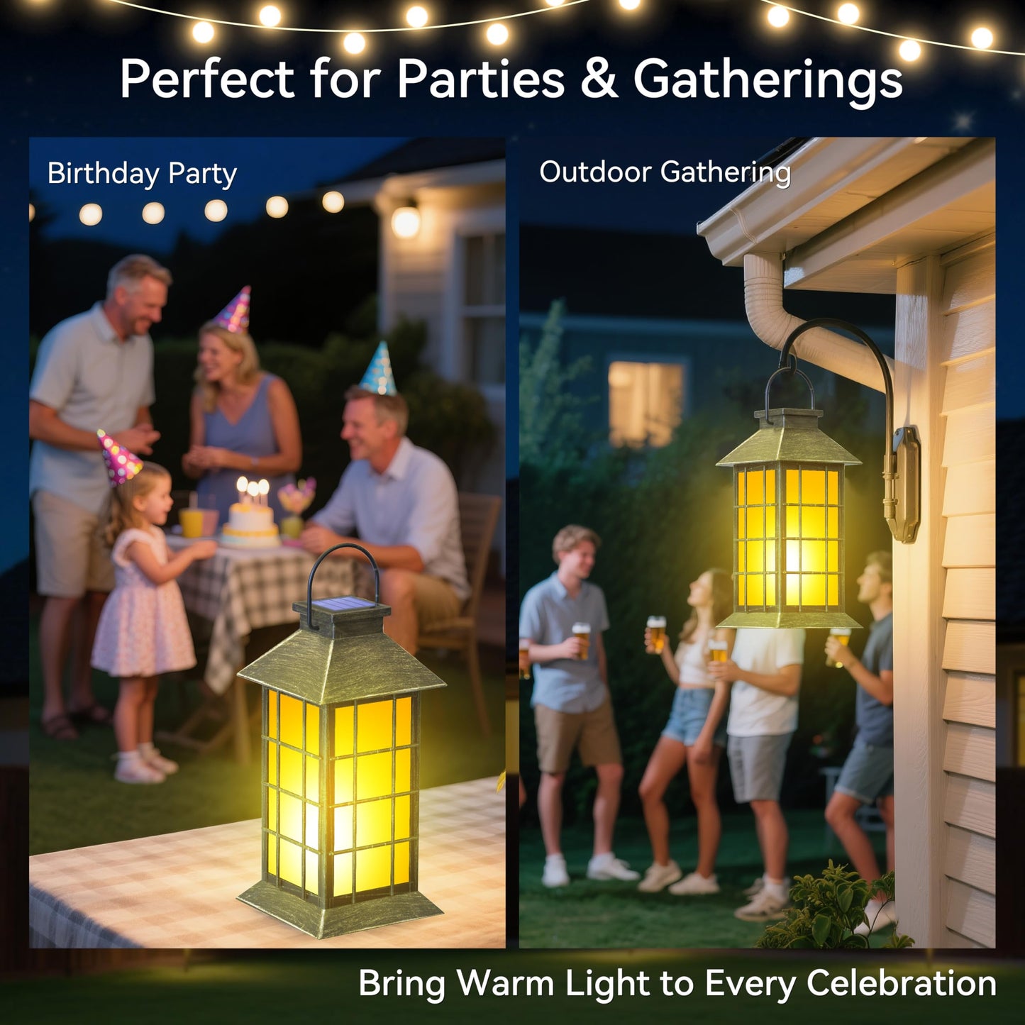 Anyperfect 2 Pack 13 Bronze Solar Lantern With Flickering Flame Candle | Outdoor Waterproof Hanging Lanterns  Metal & Glass Solar Lights For Garden Decoration  Rustic Gifts For Mom