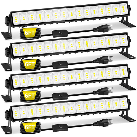 Led Shop Light 5400Lm 45W Super Brighter  4 Pack Plug In Garage Light With 6Ft Cord And On/Off Switch  6000K Ip66 Waterproof Outdoor Work Shop Bay Lighting For Garage Workshop Warehouse Factory Yard