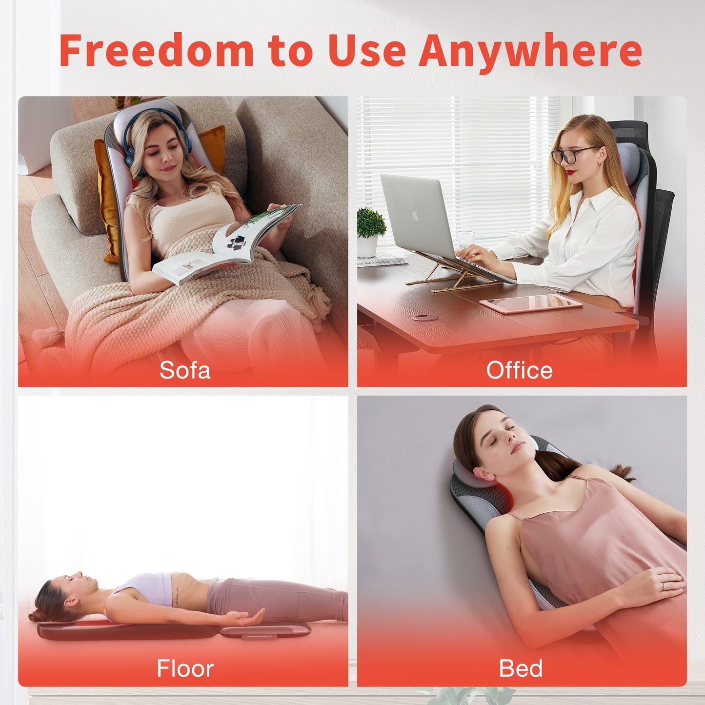 comrelax Shiatu Back Massager with Heat & Cooling, Kneading Rolling Vibration Chair Massager for Deep Tissue Pain Relief, Massage Chair Pad for Home & Office