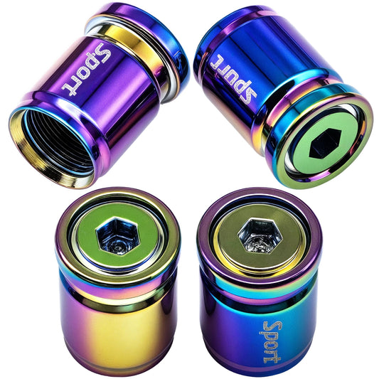 MEAJOO 4 PCS Anti Theft Car Tire Valve Stem Caps, Universal Aluminum Tire Valve Caps with O Ring Rubber Seal Fit for Cars, Trucks, Motorcycles, Bicycles (Colorful)