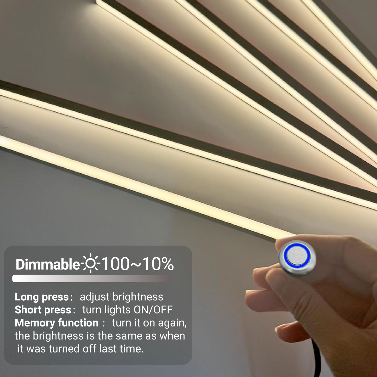 Hamrvl Wood Slat Wall Panels Led Recessed Lighting - 6Pcs Dc12V Adhesive Acoustic Panel Lights With Touch Switch  4000K Natural White Led Light For Wood Wall Panels  Headboard  Under Cabinet Lighting