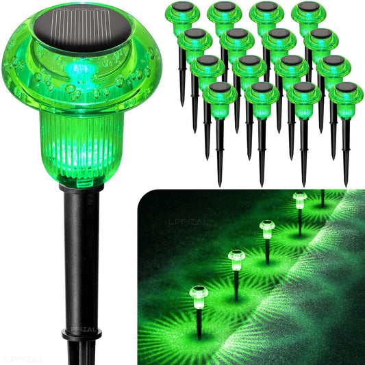 Lffital Halloween Solar Lights Outdoor 8 Pack Green Solar Pathway Lights Outdoor Mushroom Led Waterproof Lighting Stake For Outside  Yard  Path  Garden  Lawn  Patio  Landscape Decorations