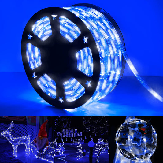 200Ft Led Rope Lights Outdoor  1440 Led Flexible Tube Lights With 8 Modes  Waterproof Led Rope Lighting For Outside Garden Patio Bedroom Party Pool Fences Indoor Outdoor Christmas Decor (White & Blue)