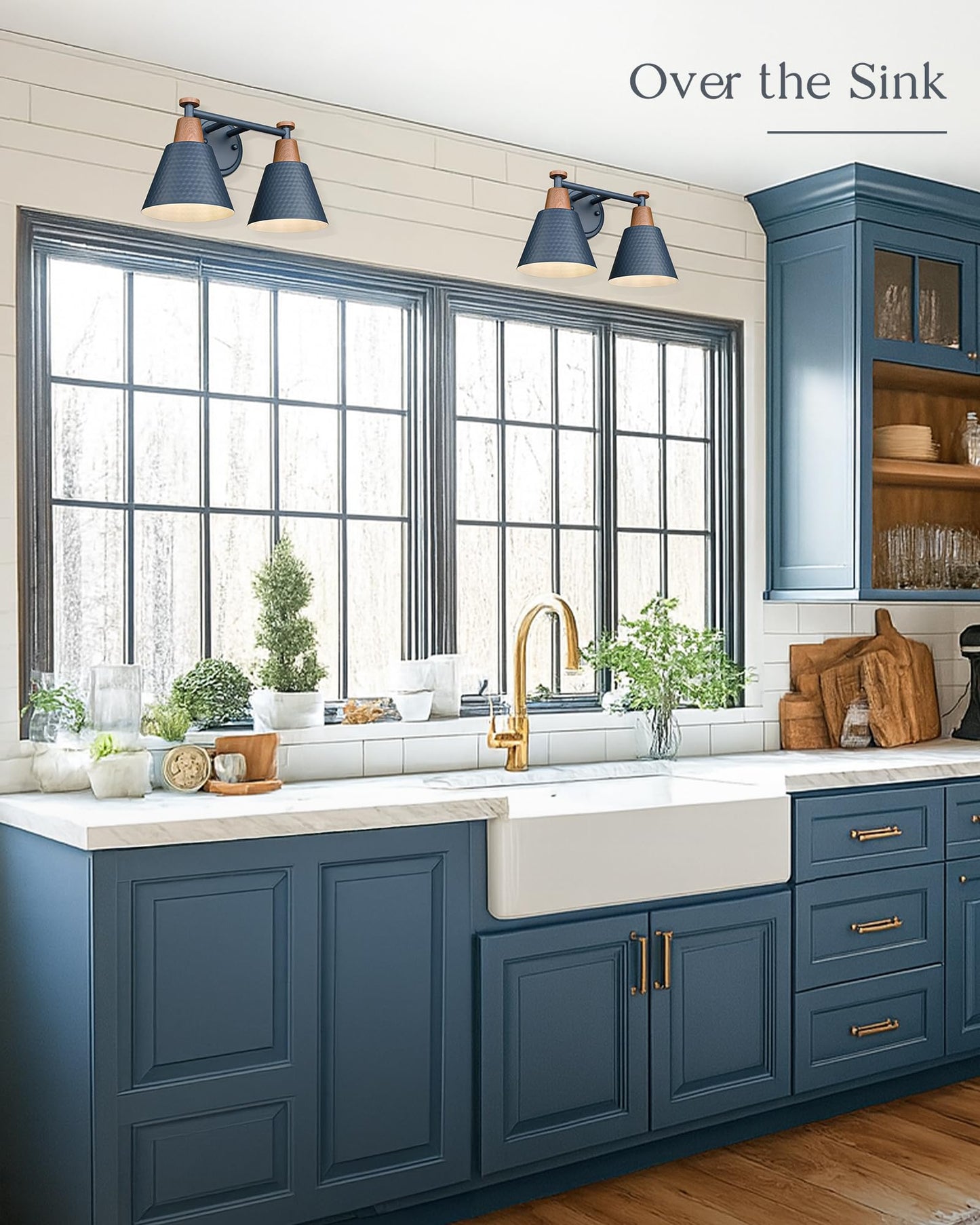 Femila 2 Light Bathroom Vanity Light  15  Modern Bathroom Lighting Fixtures Over Mirror  With Woodgrain Finsih  4Fg59B-2W Blue-Nw