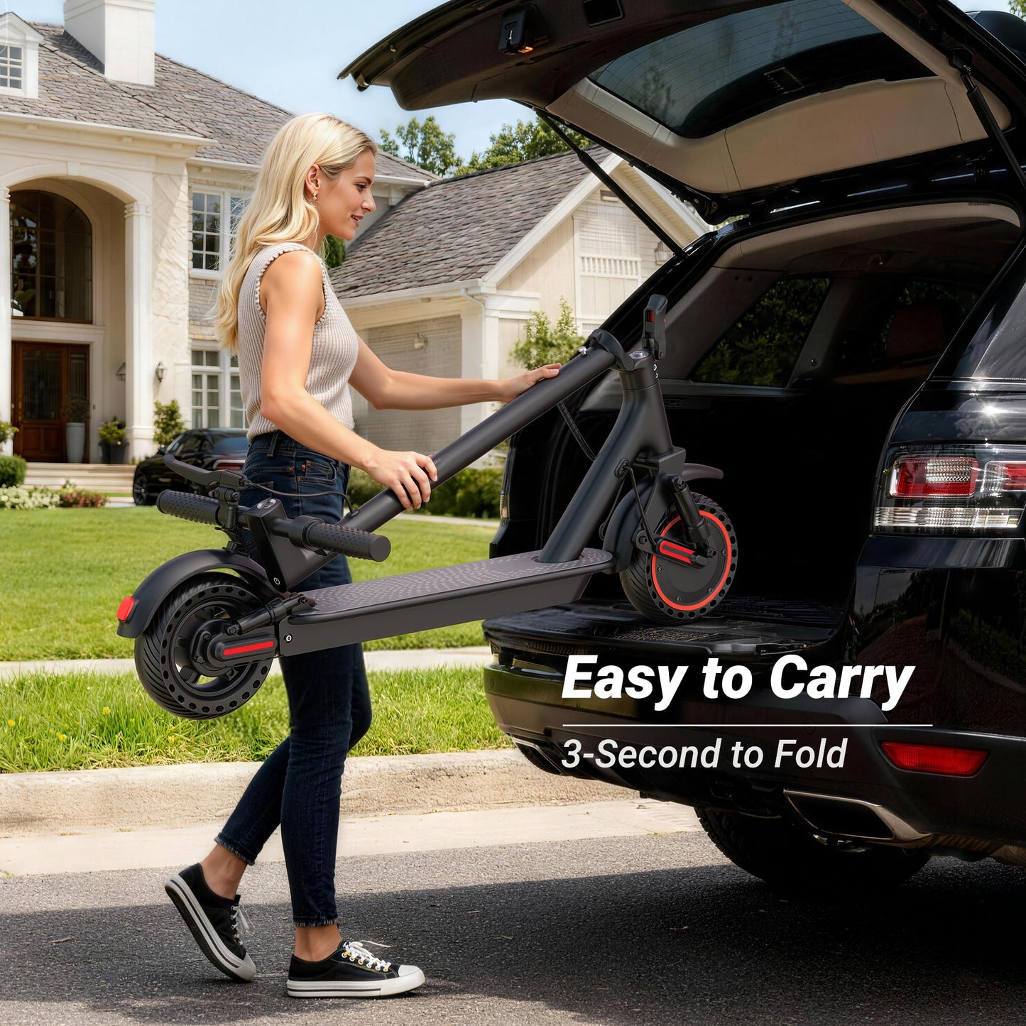 Electric Scooter for Adults, 500W Motor, 22MPH, 31 Miles Max Range, Dual Suspension, 10" Solid Tires, Foldable Commuter E-Scooter with App Control, Scooter with Phone Holder and Lock