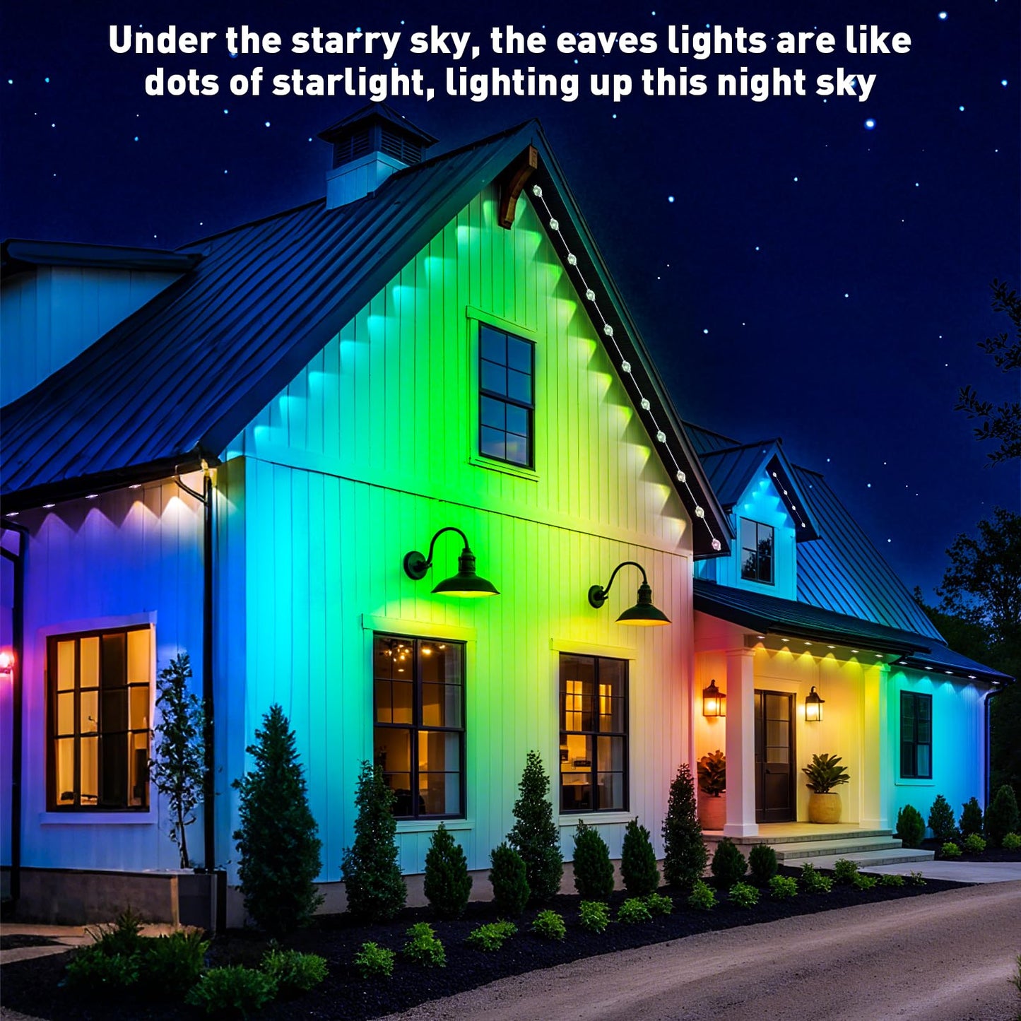 Inzidol Permanent Outdoor Lights 300Ft Rgb Eave Light Ip67 Waterproof Lighting For House Smart Led With App/Remote Control For Outdoor Decor Garden Decor Party Holiday