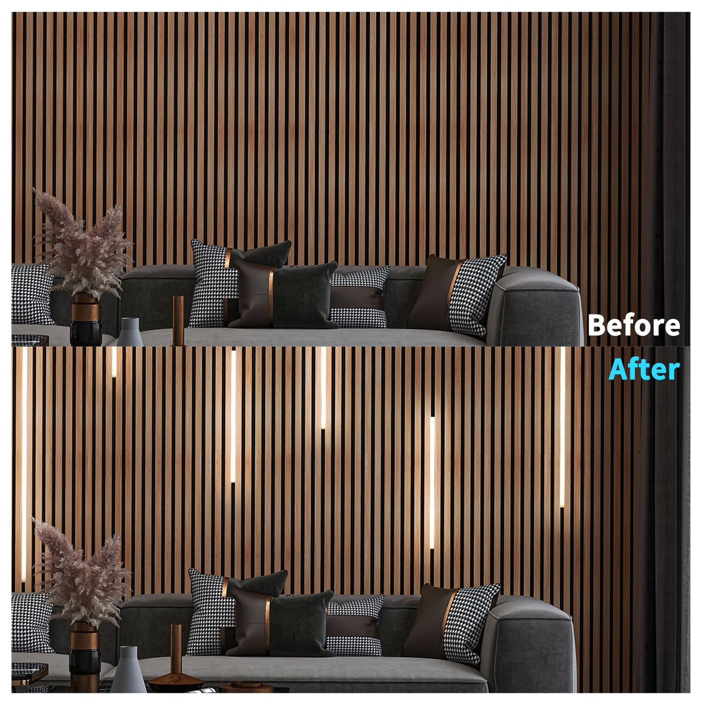 Art3D Led Recessed Lighting Kit - 6Pcs Self-Adhesive White Led Light With Smart Switch  3000K Touching Switch Light For Wood Slat Wall Panels  Headboards  Stairs  Home Decor  Under Cabinet Strip Light