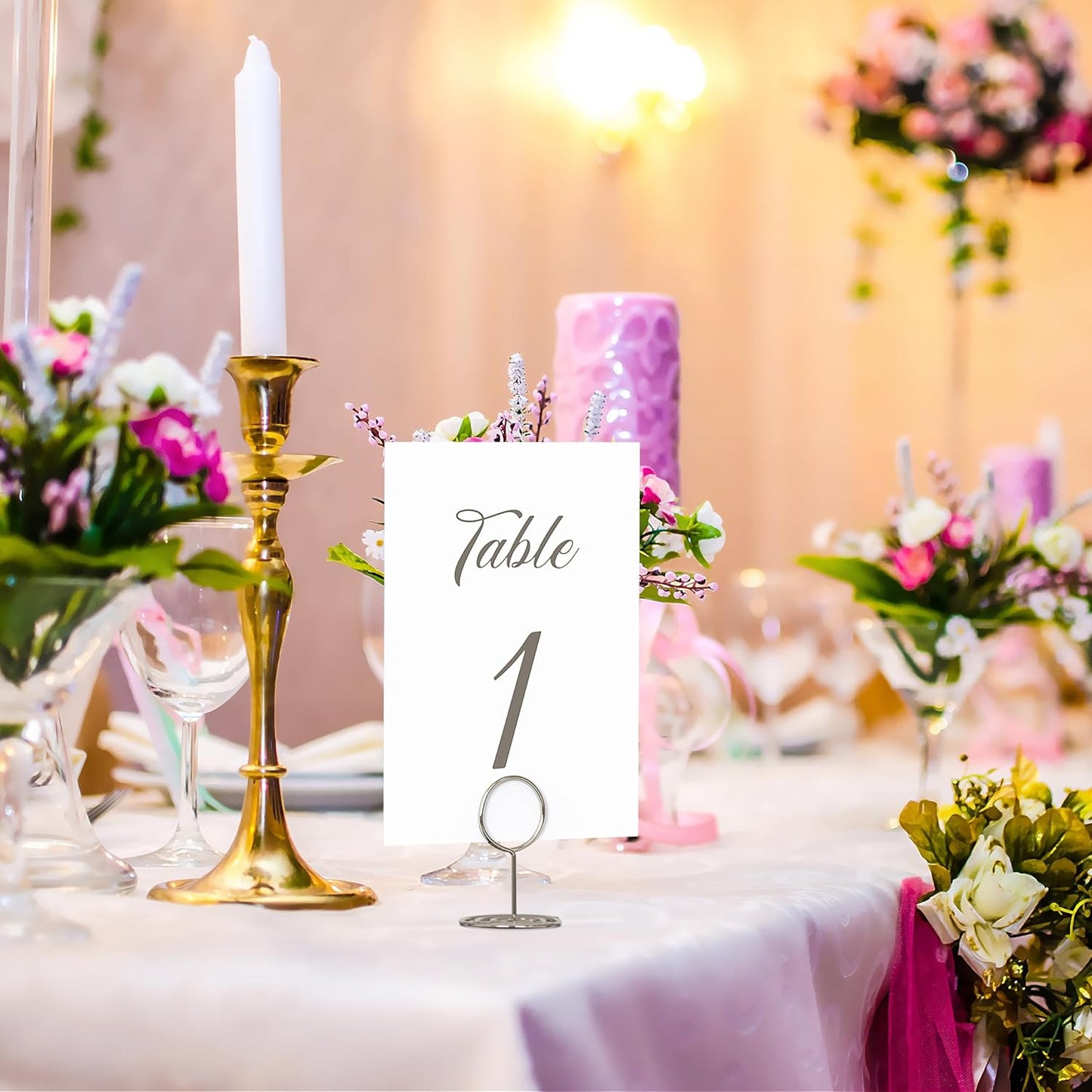 10 Pack Silver Table Number Holders - Place Card Holders for Signs - Table Number Stands - Photo Holder for Tables - Picture Holders for Centerpieces Wedding - Wire Placecard Name Card Photo Stand