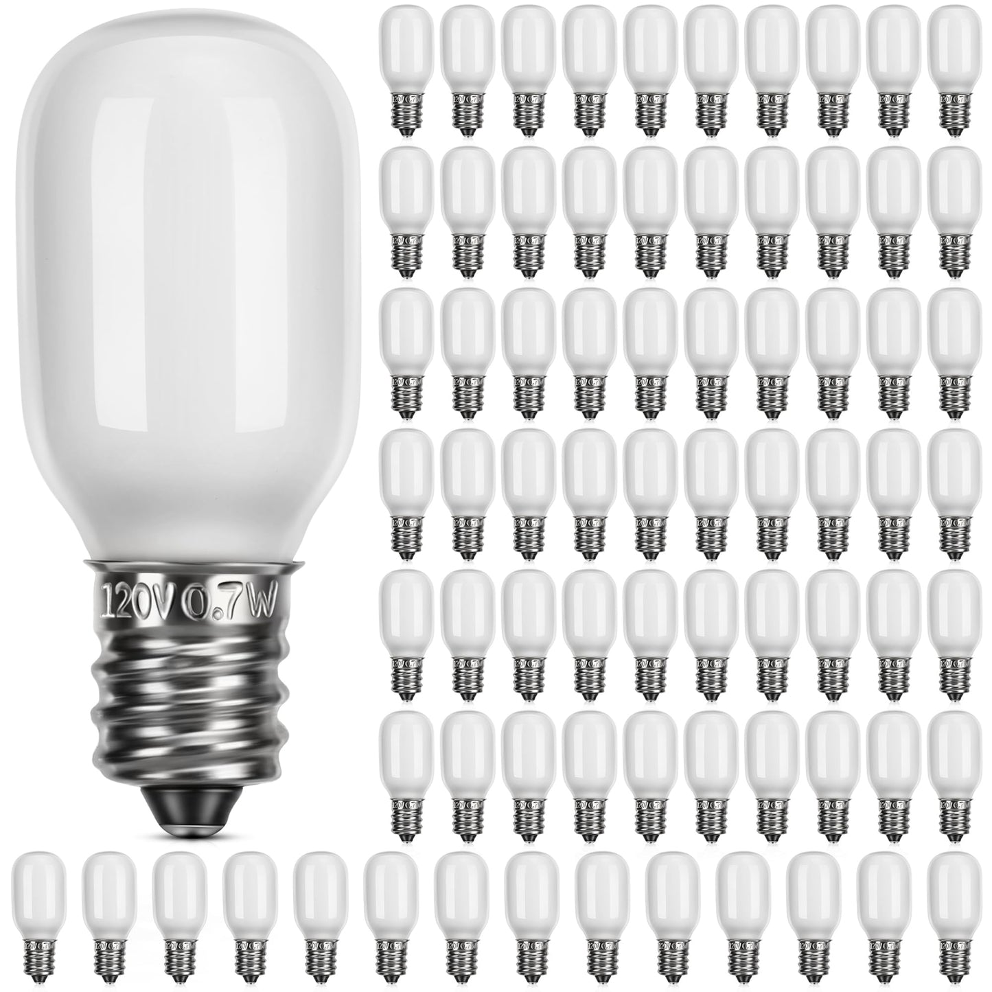 Meonum Christmas Village Replacement Light Bulbs  E12 Candelabra Base T20 Led Bulbs  0.7W 120V Replacement Light Accessories For Villages Houses  Christmas Tree  Halloween Pumpkin(75 Pieces)